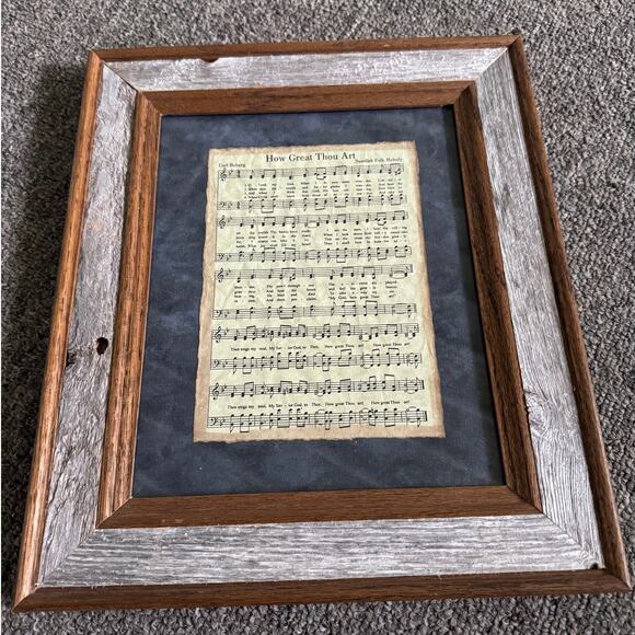 How Great Thou Art Hymn Framed Barnwood 11.5x13.5 Religious Christian Church - Picture 8 of 8